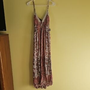 Angie Floral Paisley Maxi Dress in Pink and Cream